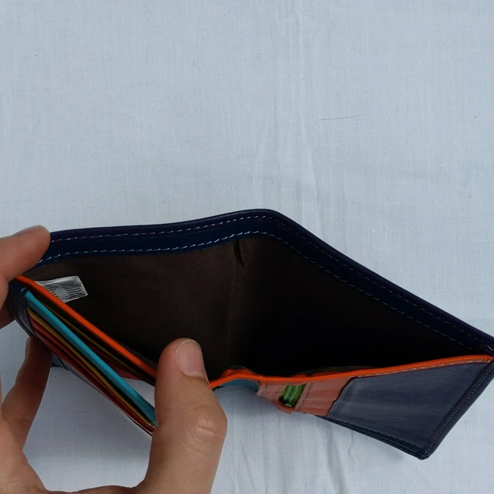Vera Pelle Purple Multicolor Tri-fold Wallet - Picture 7 of 11